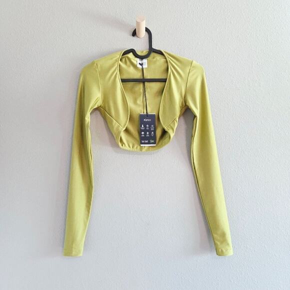 VDM 2 Piece Matching Set Green Metallic Knit Bolero Top & Mini Skirt Beach - Picture 2 of 8